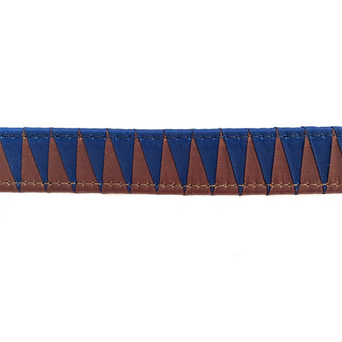 Sharktooth Horse Browband Veg. Tanned Leather - Brown/Navy